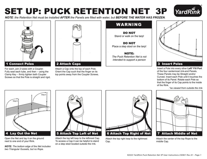 YardRink Puck Retention Net 3P - User Instructions