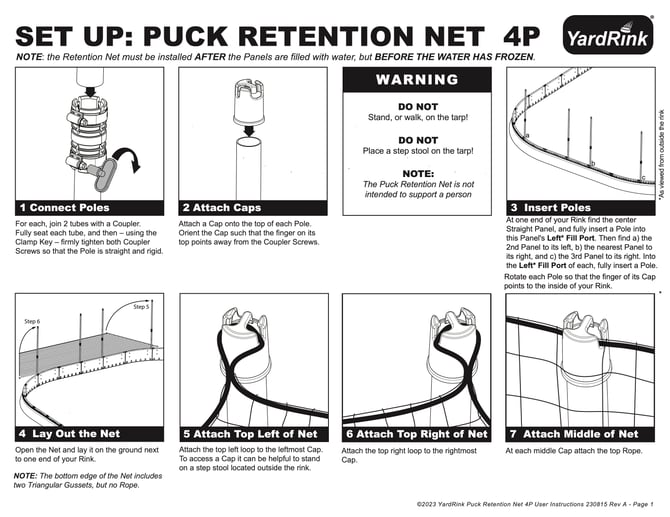 YardRink Puck Retention Net 4P - User Instructions